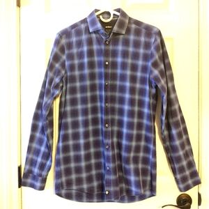 Strellson Jamie Slim Fit Checked Button Front Long Sleeve Shirt